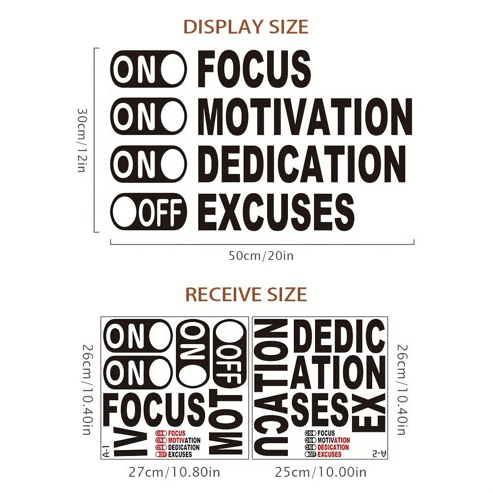 Inspire Decals ™ On Focus, On Motivation, On Dedication, Off Excuses