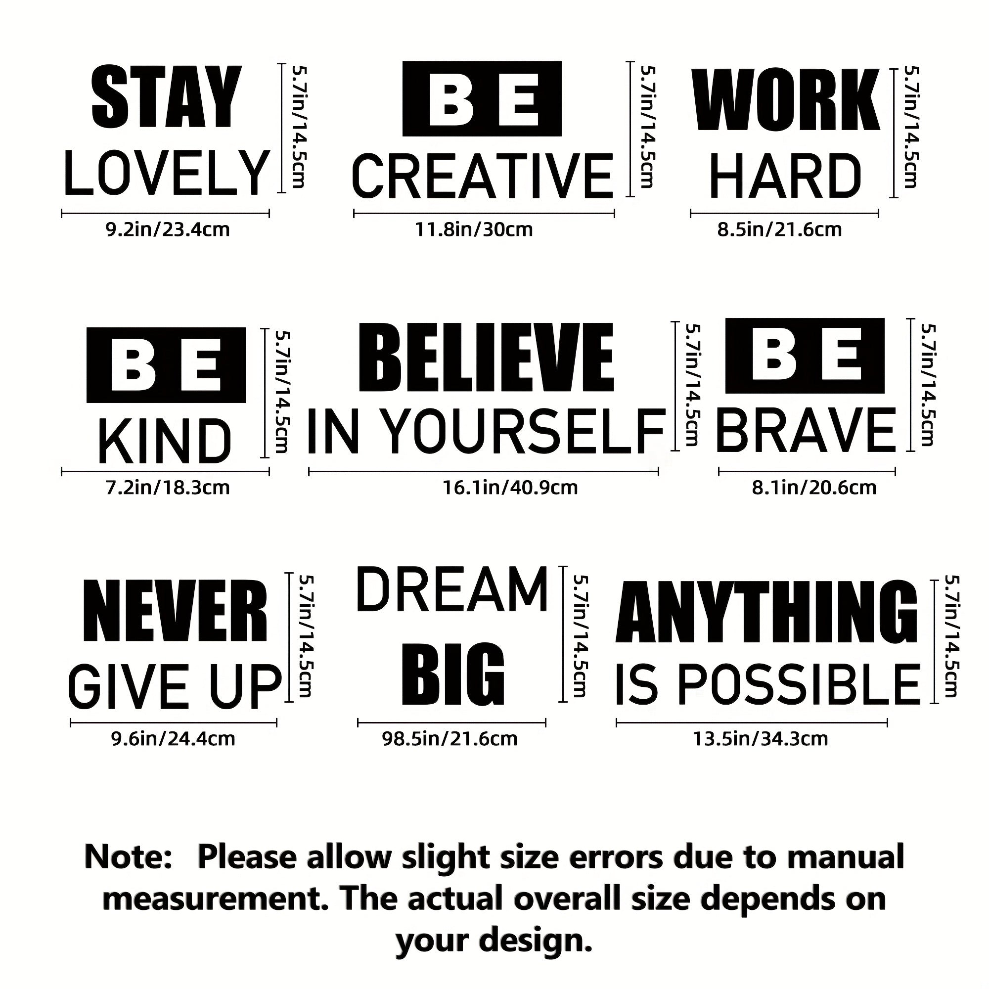 Inspire Decals ™  Be Creative, Stay Lovely, Work Hard, Be Kind...